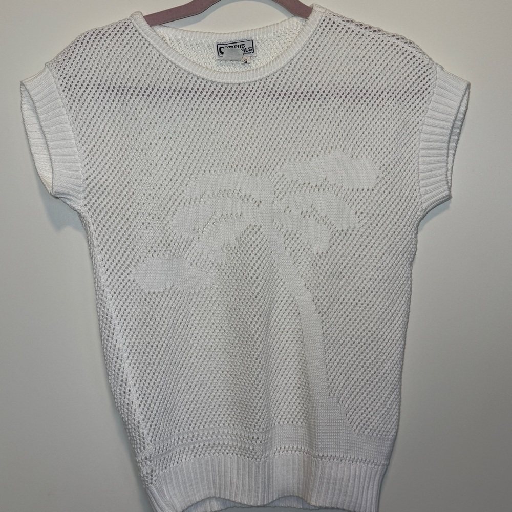 Vintage 70s Campus Casuals Open-knit Shortsleeve Grandma Sweater Small